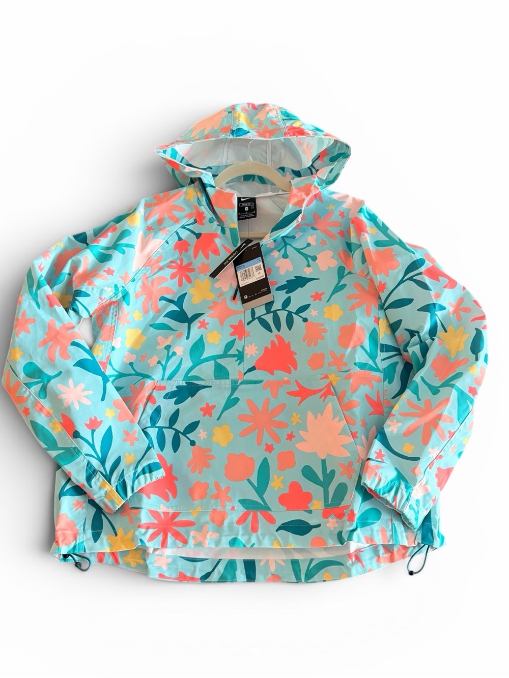 Nike Half Zip Water Repellant Windbreaker Jacket Hood Loose Fit Size Medium NWT - Picture 2 of 8